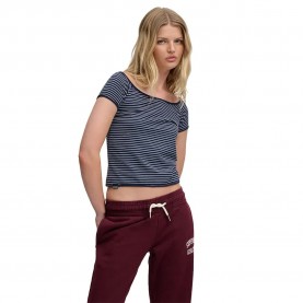 Фланелка с къс ръкав Superdry Bardot Off Shoulder short sleeve top - Purple (Off White Stripe) фланелка,с,къс,ръкав,дамски,топове,superdry,bardot,off,shoulder,short,sleeve,top,purple,(off,white,stripe)