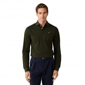 Hackett HM5500048 long sleeve polo - Green (Hunter Green) дамски,блузи,с,яка,мъжки,блузи,с,яка,hackett,hm5500048,long,sleeve,polo,green,(hunter,green)