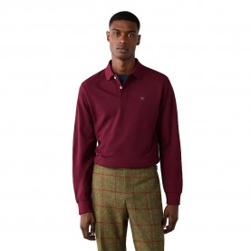 Hackett HM5500048 long sleeve polo - Red (Oxblood Red) дамски,блузи,с,яка,мъжки,блузи,с,яка,hackett,hm5500048,long,sleeve,polo,red,(oxblood,red)