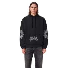 Суичър Allsaints Helvette hoodie - Black (Washed Black) суичър,мъжки,пуловери,allsaints,helvette,hoodie,black,(washed,black)