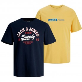 Тениска Jack & jones Corp Logo short sleeve T-shirt 2 units - Yellow / Blue (Navy Blazer) тениска,мъжки,тениски,дамски,тениски,jack,&,jones,corp,logo,short,sleeve,t,shirt,2,units,yellow,blue,(navy,blazer)