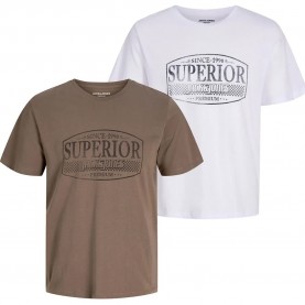 Тениска Jack & jones Dan short sleeve T-shirt 2 units - Brown / White (White Crocodile) тениска,мъжки,тениски,дамски,тениски,jack,&,jones,dan,short,sleeve,t,shirt,2,units,brown,white,(white,crocodile)