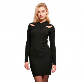 Рокля Urban classics TB5445 long sleeve short dress - Black (Black) рокля,дамски,поли,и,рокли,urban,classics,tb5445,long,sleeve,short,dress,black,(black)