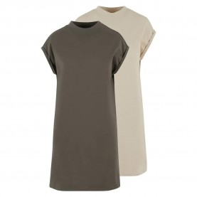 Рокля Urban classics TB7754A short sleeve dress 2 units - Green / Grey (Olive / Sand) рокля,дамски,поли,и,рокли,urban,classics,tb7754a,short,sleeve,dress,2,units,green,grey,(olive,sand)