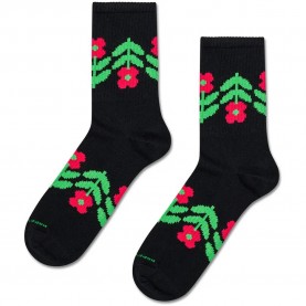 Чорапи Happy socks Flower Border Sneaker crew socks - Black (Black) чорапи,мъжки,чорапи,дамски,чорапи,happy,socks,flower,border,sneaker,crew,socks,black,(black)