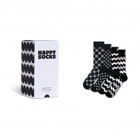Чорапи Happy socks Graphic Gift Set crew socks 4 pairs - Black (White / Black) чорапи,мъжки,чорапи,дамски,чорапи,happy,socks,graphic,gift,set,crew,socks,4,pairs,black,(white,black)