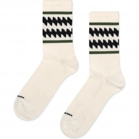 Чорапи Happy socks Zic Zac Stripe Sneaker crew socks - White (White / Black) чорапи,мъжки,чорапи,дамски,чорапи,happy,socks,zic,zac,stripe,sneaker,crew,socks,white,(white,black)