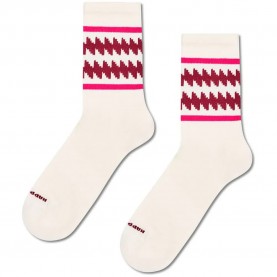 Чорапи Happy socks Zic Zac Stripe Sneaker crew socks - White (White / Red) чорапи,мъжки,чорапи,дамски,чорапи,happy,socks,zic,zac,stripe,sneaker,crew,socks,white,(white,red)