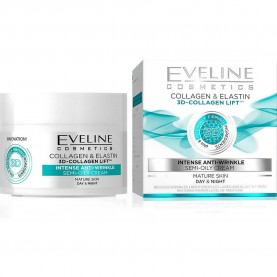 специфични,козметични,продукти,eveline,3d,lift,collagen,anti,wrinkle,day&night,50ml,facial,cream,clear