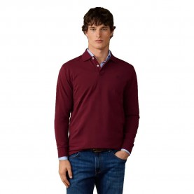 Hackett HM5500058 long sleeve polo - Red (Oxblood Red) дамски,блузи,с,яка,мъжки,блузи,с,яка,hackett,hm5500058,long,sleeve,polo,red,(oxblood,red)
