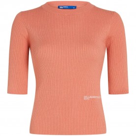 Блуза Karl lagerfeld jeans B3W18008 short sleeve sweater - Orange (Lantana) блуза,мъжки,пуловери,дамски,пуловери,karl,lagerfeld,jeans,b3w18008,short,sleeve,sweater,orange,(lantana)