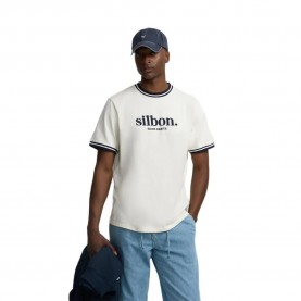 Тениска Silbon Good Habits short sleeve T-shirt - White (Cream / Navy Blue) тениска,мъжки,тениски,дамски,тениски,silbon,good,habits,short,sleeve,t,shirt,white,(cream,navy,blue)