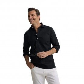 Silbon Sport Linen long sleeve polo - Black (Black) дамски,блузи,с,яка,мъжки,блузи,с,яка,silbon,sport,linen,long,sleeve,polo,black,(black)