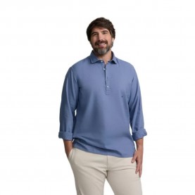 Silbon Sport Linen long sleeve polo - Blue (Blue) дамски,блузи,с,яка,мъжки,блузи,с,яка,silbon,sport,linen,long,sleeve,polo,blue,(blue)