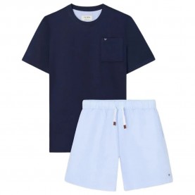 Пижама Silbon Striped Pocket short sleeve pyjama - Blue (Navy Blue) пижама,мъжки,пижами,silbon,striped,pocket,short,sleeve,pyjama,blue,(navy,blue)