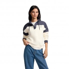 Блуза Silbon Tricolor Button Collar sweatshirt - White (Navy Blue / Off-White) блуза,дамски,блузи,silbon,tricolor,button,collar,sweatshirt,white,(navy,blue,off,white)