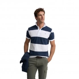 Silbon Wide Striped short sleeve polo - Blue (Navy Blue) дамски,блузи,с,яка,мъжки,блузи,с,яка,silbon,wide,striped,short,sleeve,polo,blue,(navy,blue)