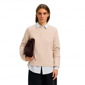 Блуза Selected Lulu New sweater - Beige (Birch / Melange) блуза,мъжки,пуловери,дамски,пуловери,selected,lulu,new,sweater,beige,(birch,melange)