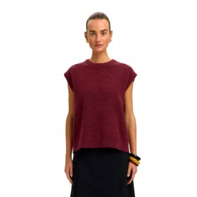Блуза Selected Lulu short sleeve sweater - Red (Tawny Port / Melange) блуза,мъжки,пуловери,дамски,пуловери,selected,lulu,short,sleeve,sweater,red,(tawny,port,melange)
