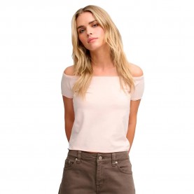Фланелка с къс ръкав Superdry Bardot Off Shoulder short sleeve top - White (Rose Blush Pink) фланелка,с,къс,ръкав,дамски,топове,superdry,bardot,off,shoulder,short,sleeve,top,white,(rose,blush,pink)