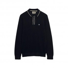 Superdry Knitted Tipped long sleeve polo - Blue (Classic Navy) дамски,блузи,с,яка,мъжки,блузи,с,яка,superdry,knitted,tipped,long,sleeve,polo,blue,(classic,navy)