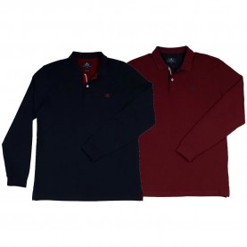 The time of bocha RI1PPOLO long sleeve polo 2 units - Multicolor (Navy / Burgundy) дамски,блузи,с,яка,мъжки,блузи,с,яка,the,time,of,bocha,ri1ppolo,long,sleeve,polo,2,units,multicolor,(navy,burgundy)
