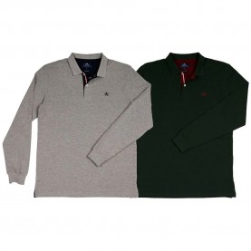The time of bocha RI1PPOLO long sleeve polo 2 units - Multicolor (Grey / Green) дамски,блузи,с,яка,мъжки,блузи,с,яка,the,time,of,bocha,ri1ppolo,long,sleeve,polo,2,units,multicolor,(grey,green)