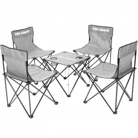 kirkjubØur®,stjärna,pack,of,5,camping,chairs,with,table,gray