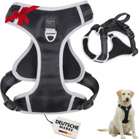 favvity,pet,padded,reflective,anti,pull,dog,harness,black
