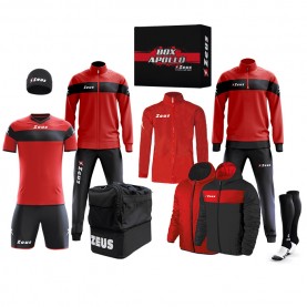 всички,футболни,облекла,zeus,apollo,football,kit,teamwear,box,12,pieces,black,red