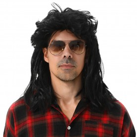 maaskantje,schnitzel,retro,mullet,mullet,wig,black