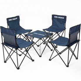 kirkjubØur®,stjärna,pack,of,5,camping,chairs,with,table,navy