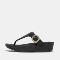 сандали,fitflop,lulu,crystal,buckle,leather,sandals,black