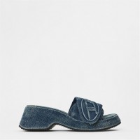 сандали,diesel,women's,denim,slide,flat,sandals,indigo,denim