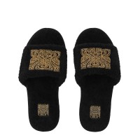 чехли,biba,biba,logo,embellished,slipper,black