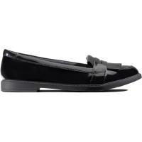clarks,scala,bright,loafers,juniors,black,pat