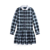 юношеска,рокля,детски,3/4,панталони,polo,ralph,lauren,checked,dress,juniors,navy,cream