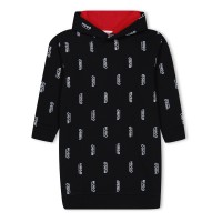 рокля,детски,облекла,hugo,logo,print,hooded,dress,black,09b