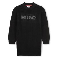 юношеска,рокля,детски,облекла,hugo,long,sleeve,logo,dress,juniors,black,09b
