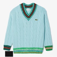 блуза,мъжки,горнища,с,качулка,мъжки,ежедневни,облекла,lacoste,cable,knit,v,neck,sweater,turquoise