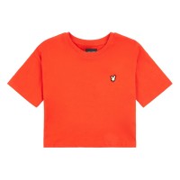 детска,тениска,детски,облекла,lyle,and,scott,boxy,crop,t,shirt,junior,girls,mandarin,red