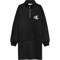 рокля,детски,облекла,calvin,klein,jeans,teddy,fleece,zip,dress,ck,black,beh