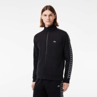 блуза,мъжки,горнища,с,качулка,мъжки,ежедневни,облекла,lacoste,logo,stripe,zip,up,sweatshirt,black