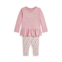 детска,тениска,детски,3/4,панталони,polo,ralph,lauren,long,sleeve,t,shirt,&amp;,leggings,set,infants,tickled,pink