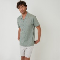 риза,с,къс,ръкав,threadbare,cotton,pluck,textured,short,sleeve,shirt,pale,green