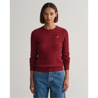 блуза,дамски,плетени,дрехи,gant,stretch,cotton,cable,knit,crew,neck,sweater,plumped,red