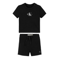 тениска,calvin,klein,jeans,monogram,logo,t,shirt,shorts,set,ck,black,beh