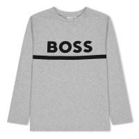 тениска,детски,тениски,boss,kids,long,sleeve,t,shirt,large,logo,design,grey,a32