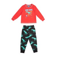 детска,пижама,детски,пижами,детски,облекла,star,yb,dino,pyjamas,dinosaur,boys,red,black