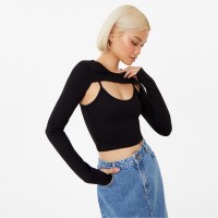 дамски,топове,jack,wills,tech,cut,out,top,black